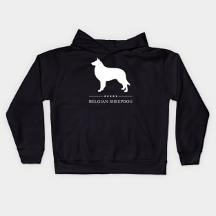 Belgian Sheepdog Dog White Silhouette Kids Hoodie